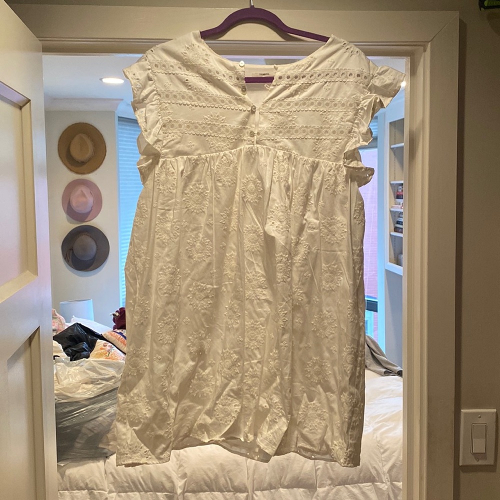 Tularosa size L babydoll white dress